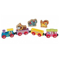 Trenulet din lemn Circus cu animale de Circ leu urs si elefant Maxim-50828 Rail Road